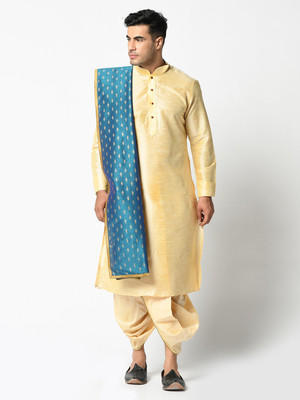 DEYANN Men Kurta Dhoti Dupatta Set