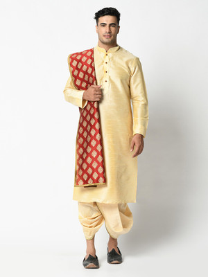 DEYANN Men Kurta Dhoti Dupatta Set