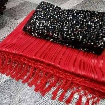 GO SID WORLD TRADE Embellished Daily Wear Chiffon Saree(Red)