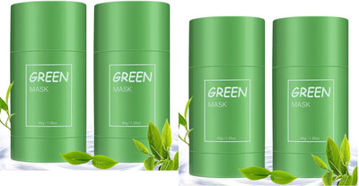 REIMICHI New Facial Oil Control, Green Tea Clay mask & Toning Face Mask Stick Set OF 4(160 g)