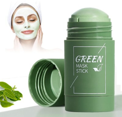 GFSU Combo Of Two Original Green Tea Purifying Clay Stick Mask Oil Control Anti-Acne Eggplant Solid Fine,Portable Cleansing Mask Mud Apply Mask, Green Tea Facial Detox Mud Mask(80 g)