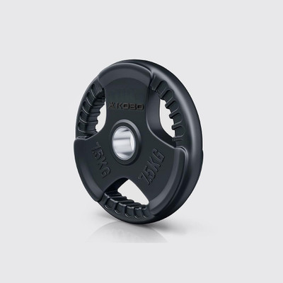 KOBO 15 kg Fitness Premium Quality Rubber Coated & Integrated Metal Grip - Home Gym Combo