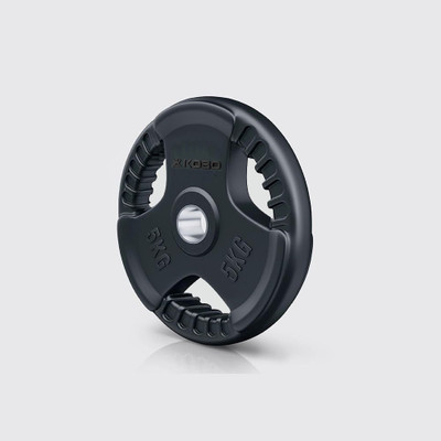 KOBO Fitness Premium Quality Rubber Coated & Integrated Metal Grip - Black Weight Plate(10 kg)