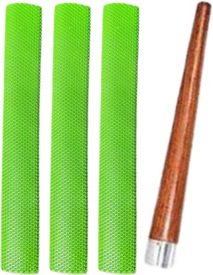 HACKERX HitMan Edition Octopus 3 Green Cricket Bat Grip + 1 Wooden Gripper Cone (XR) Suction(Pack of 4)