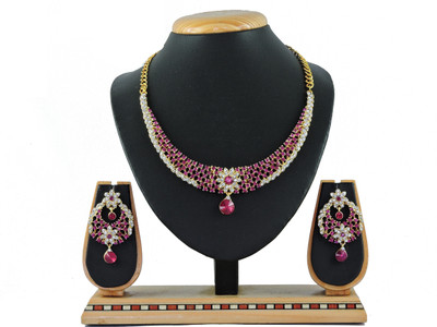 VATSALYA creation Alloy Gold-plated Pink Jewellery Set(Pack of 1)