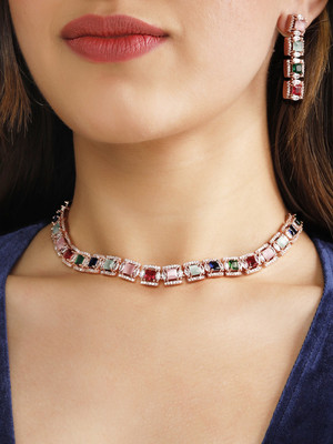 RUBANS Alloy Gold-plated Rose Gold Jewellery Set(Pack of 1)