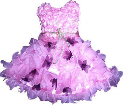 M.G.T Baby Girls Midi/Knee Length Festive/Wedding Dress(Purple, Sleeveless)