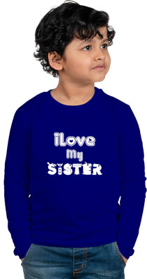 CHOMBOOKA Boys Typography, Printed Cotton Blend Regular T Shirt(Blue, Pack of 1)
