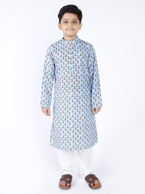 Tabard Boys Casual Kurta and Pyjama Set(Blue Pack of 1)