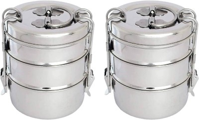 Ambit Stainless Steel Clip Carrier Lunch Box, 3 Containers, 1200 ML; Size 8 x 3 3 Containers Lunch Box(1200 ml, Thermoware)