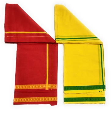 SHERHAAN Solid, Striped Red, Yellow Lungi