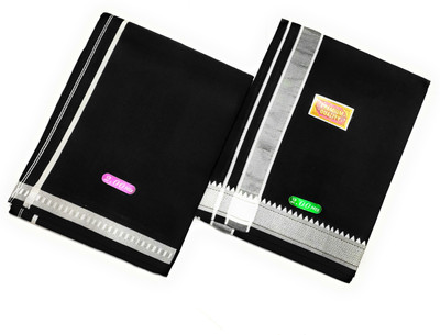 SHERHAAN Solid, Striped Black, White Lungi