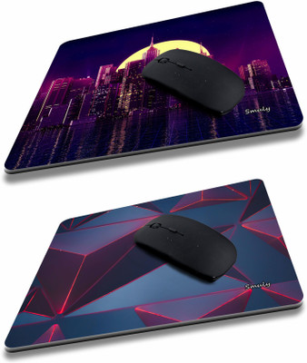 SMULY CITY MOON COMBO & GLOW RED ABSTRACT Non-Slip I Am Capable of Amazing Things, Motivational Quotes Printed Mouse Pad for Gaming Computer, Laptop, PC Mouse Pad (Multicolor) Non Slip Base Mousepad(Purple & Blue)