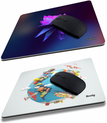 qivee COLOR WOLF COMBO (6) Mouse Pad Non-Slip Rubber Base Mouse pad for Laptop & Desktop Mousepad(Purple & White)