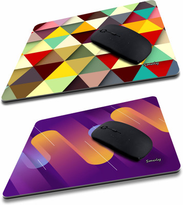 qivee Coloured Triangles COMBO (2) Mouse Pad Non-Slip Rubber Base Mouse pad for Laptop & Desktop Non Slip Base Mousepad(Multicolor)