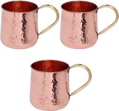 RBHMC BRONZE MASTER Coppers with Lacquer Layer 500 Ml (Set of 3 ) Copper Coffee Mug(500 ml, Pack of 3)