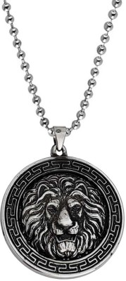 M Men Style Animal King Lion Head Locket Gift for Husband And Friend Silver Stainless Steel Pendant For Unisex Rhodium Stainless Steel Pendant