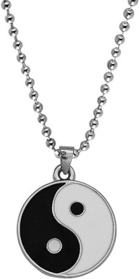Sullery Yin Yang Chinese Symbol Round Shape Jewelery Pendant Rhodium Metal Pendant