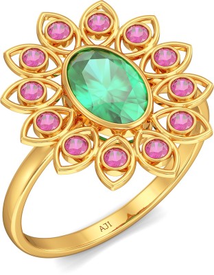 Joyalukkas Fresh Emerald Core Floral 22kt Ruby Yellow Gold ring