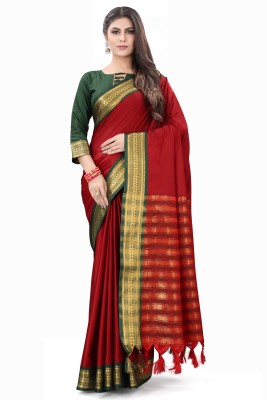 masters creation Woven Banarasi Cotton Silk Saree(Pack of 2, Multicolor)