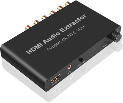 VOOCME HDMI Audio Extractor 5.1CH 4K 3D Coaxial to RCA AC3/DST to 5.1 Amplifier Analog Converter for PS4 DVD Player HDTV (Not Support ARC) Sound Card(Black)