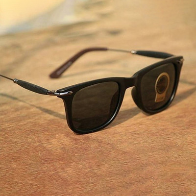BAJERO Retro Square Sunglasses(For Men & Women, Black)
