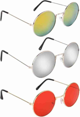 Sundry Round Sunglasses(For Boys & Girls, Yellow, Red, Silver)