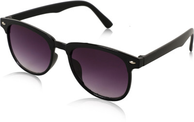 Alchiko Round, Wayfarer Sunglasses(For Men & Women, Black, Violet)