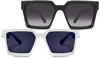 zivanto Rectangular Sunglasses(For Men & Women, Black)