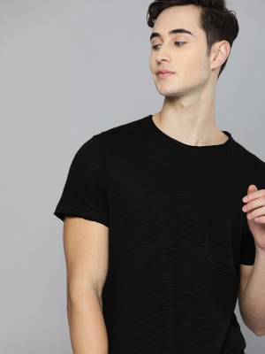 HARVARD Solid Men Round Neck Black T-Shirt