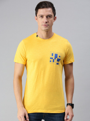 WROGN Printed Men Round Neck Yellow T-Shirt