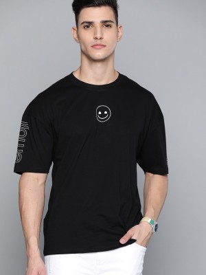Kook N Keech Emoji Printed Men Round Neck Black T-Shirt