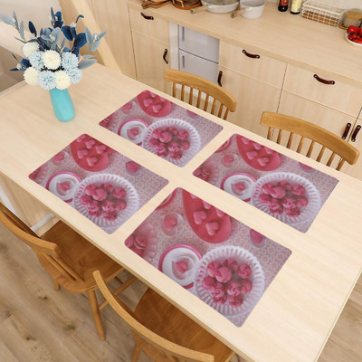NFI essentials Rectangular Pack of 6 Table Placemat(Pink, PVC)