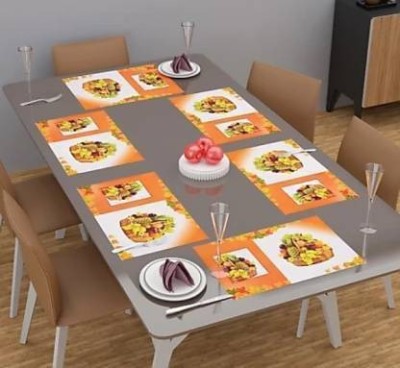 THE LION'S SHARE Square Pack of 6 Table Placemat(Multicolor, Maroon, PVC)