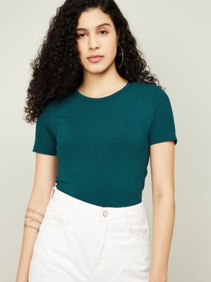 Fame Forever by Lifestyle Casual Solid Women Dark Green Top