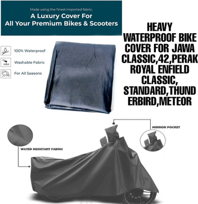 Aklin Boky Waterproof Two Wheeler Cover for Royal Enfield, JAWA(Classic 350, Black)