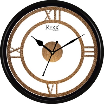 Rexx Analog 28 cm X 28 cm Wall Clock(Black, With Glass, Standard)