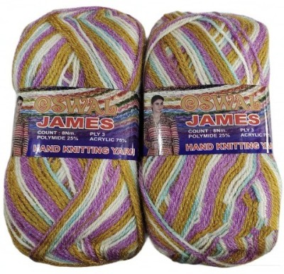 NTGS Oswal James Knitting Yarn Wool,Purple Mix Ball 600 gm (1ball /100 Gram)
