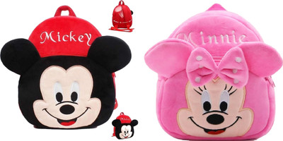 Bluemoon BM-combo of 2 red mickey, red minnie_1206 12 L Backpack(Pink, Red)
