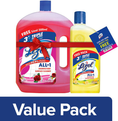 Lizol Disinfectant Surface and Floor Cleaner Floral(2 x 1250 ml)
