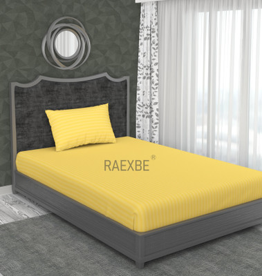 RAEXBE 144 TC Microfiber Single Striped Flat Bedsheet(Pack of 1, Yellow)