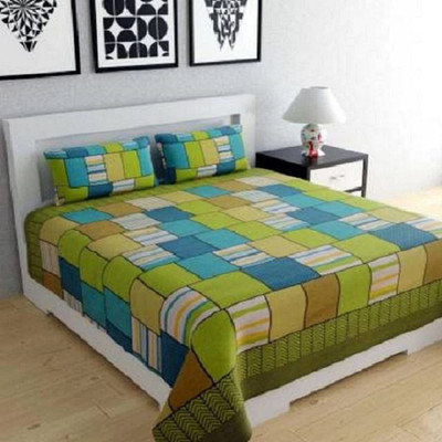 Flipkart SmartBuy 144 TC Microfiber Double Checkered Flat Bedsheet(Pack of 1, Multicolor)