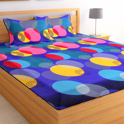 Flipkart SmartBuy 144 TC Microfiber Double 3D Printed Flat Bedsheet(Pack of 1, Multicolor)