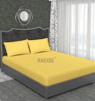 RAEXBE 144 TC Microfiber Double Striped Flat Bedsheet(Pack of 1, Yellow)