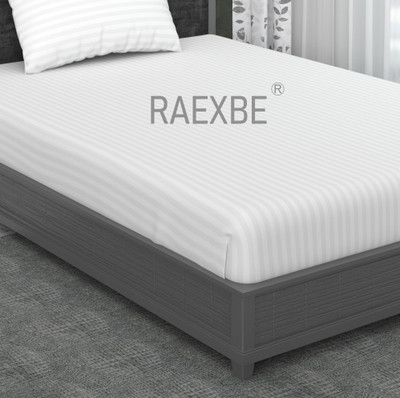 RAEXBE 144 TC Microfiber Single Striped Flat Bedsheet(Pack of 1, White)