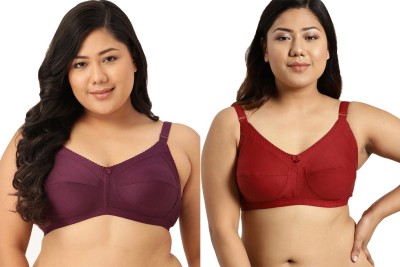 Winsure Winsure Womens Full Coverage B Cups Bra Women Everyday Non Padded Bra(Purple, Red)