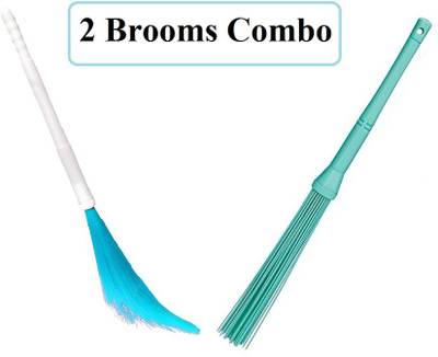 JEEBU (Pack of 2) Adjustable Plastic Broom ,Phool Jhadu, Kharata Jhadu, Plastic Phool Jhadu, Kharata Broom with Hard 60 Plastic Sticks Adjustable Plastic Floor Broom Duster Wiper Easy Cleaning for Bathroom, Long Handle Phool Jhadu, Garden Grass, Home wall, Plastic broom Kharata with hard sticks & Plastic kharata for bathroom floor cleaning Wet and Dry Broom Plastic Wet and Dry Broom