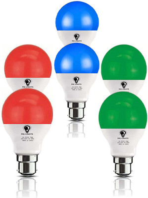 mg lights 9 W Basic Arbitrary B22 LED Bulb(Red, Green, Blue, Pack of 6)