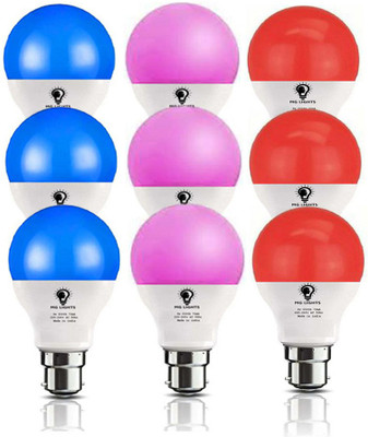 mg lights 8 W Basic Arbitrary B22 LED Bulb(Red, Blue, Pink, Pack of 9)