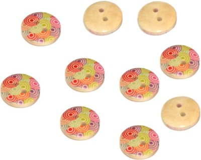 The Design Cart Multicolour Circular Printed 2 Hole Wooden Buttons for Suit, Indo Westerns, Blazers, Frock Wooden Buttons(Pack of 12)